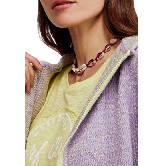 New Free People In Bloom Sm Purple Green Zip Hoodie Sweater - Picture 13 of 13